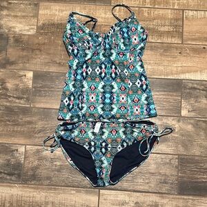 Athleta Multicolor Patterned Tankini Set